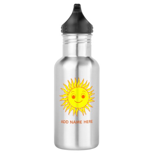 Happy Sun Face Drawing Stainless Steel Water Bottle
