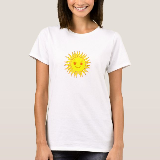 Happy Sun Face Drawing T-Shirt (Front)