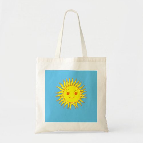 Happy Sun Face Drawing Tote Bag