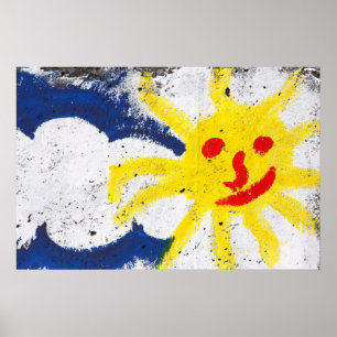 Happy Sun face smiling Poster
