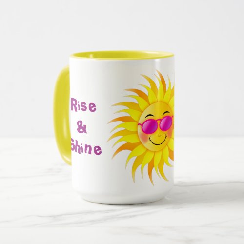 Happy Sun Face Sunglasses Sunshine with Coffee Mug