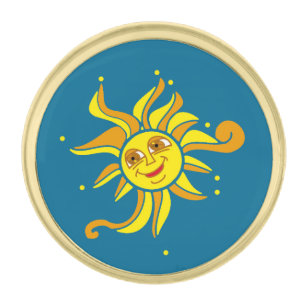 Happy Sun Gold Finish Lapel Pin