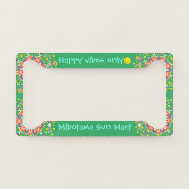 Happy Sun Green License Plate Frame (Front)