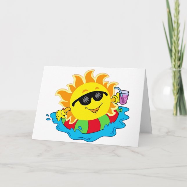 Happy Sun in the Pool Card (Front)