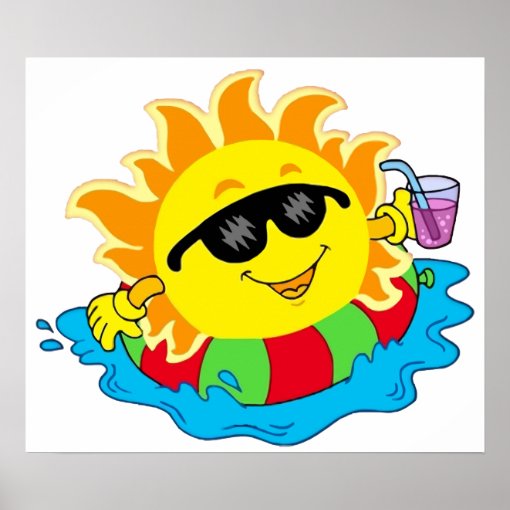 Happy Sun in the Pool Poster | Zazzle