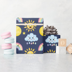Happy Sun, Moon, Cloud and Rainbow  Wrapping Paper