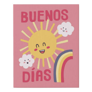 Happy Sun Nursery Art in Spanish Faux Canvas Print