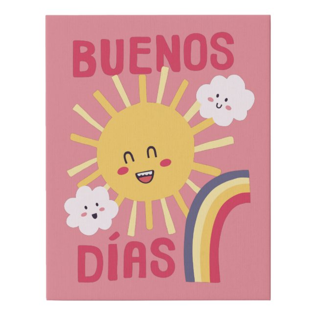 Happy Sun Nursery Art in Spanish Faux Canvas Print (Front)