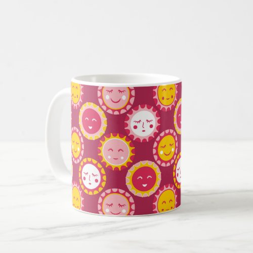 Happy sun pattern coffee mug