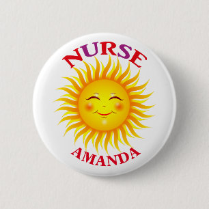 Happy Sun Personalized Nurse Button