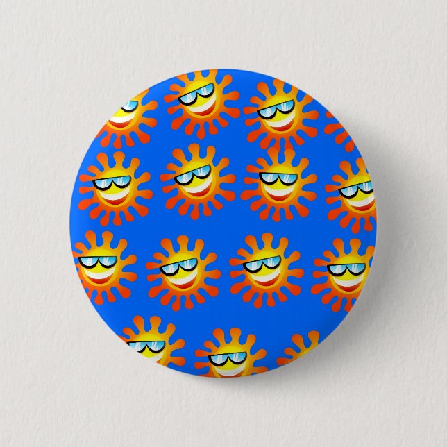Happy Sun Pinback Button (Front)