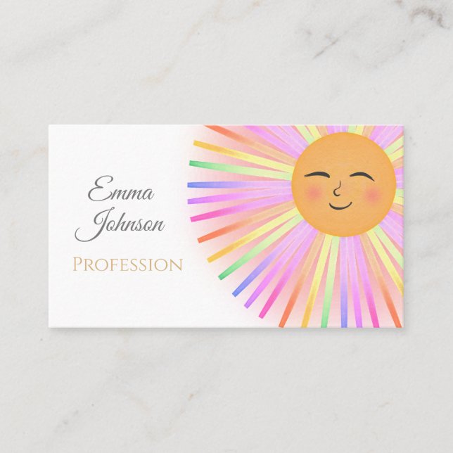 Happy Sun Rainbow Sunshine Business Card (Front)