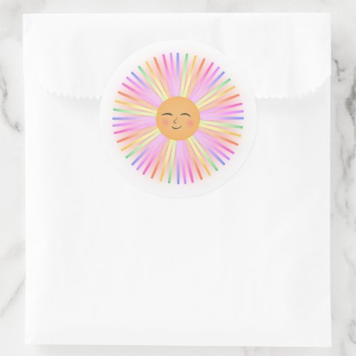 Happy Sun Rainbow Sunshine Classic Round Sticker