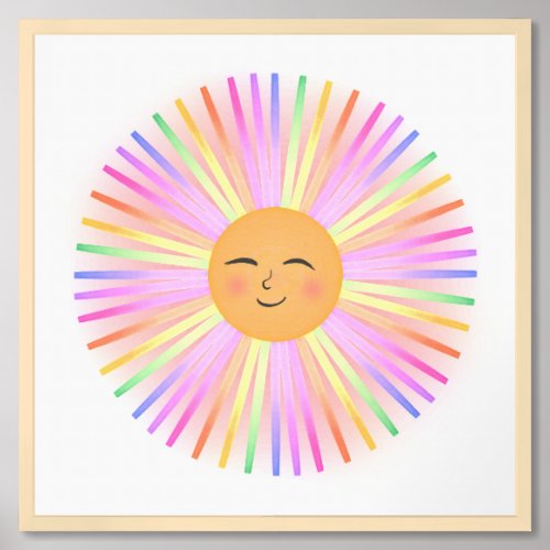 Happy Sun Rainbow Sunshine Framed Art
