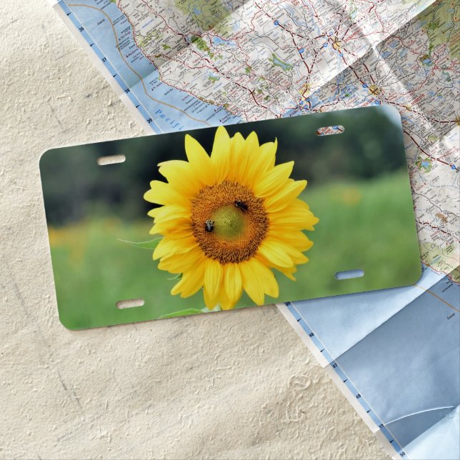 Happy Sunflower Aluminum Vanity Plate (In Situ)