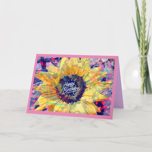 Happy Sunflower Birthday Card (Front)