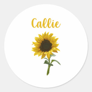 Happy Sunflower - Callie Name Classic Round Sticker