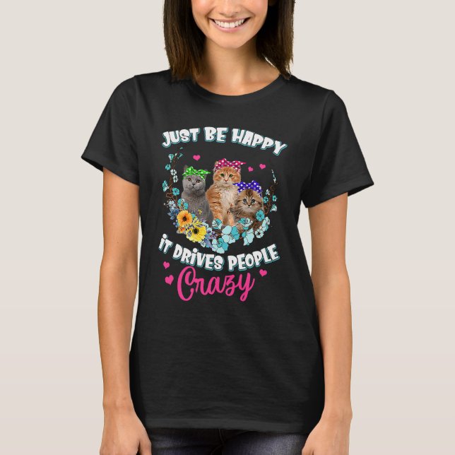happy sunflower cat  best cat mom dad  quote T-Shirt (Front)
