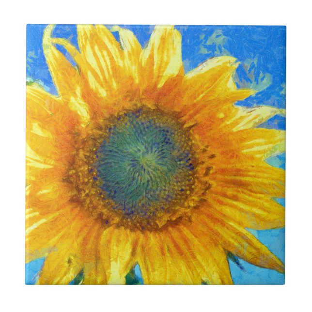 Happy Sunflower Ceramic Tile (Front)