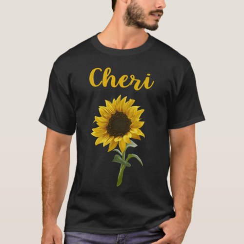 Happy Sunflower _ Cheri Name T_Shirt