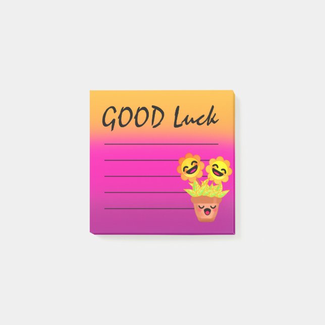 Happy Sunflower Good Luck Motivation Post-it Notes (Front)