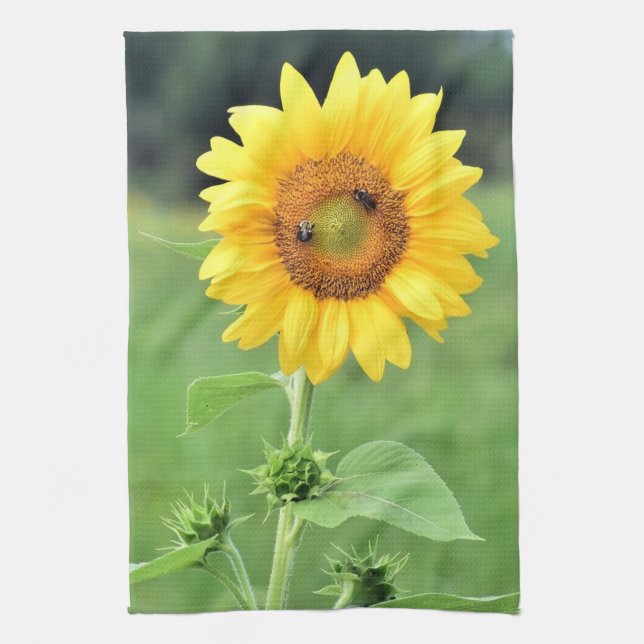 Happy Sunflower Kitchen Towel (Vertical)