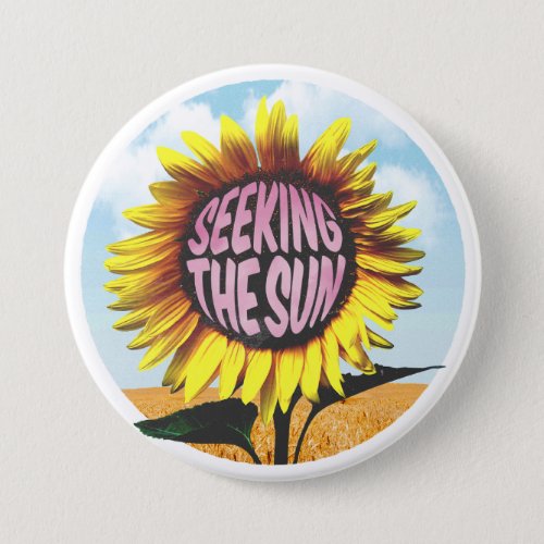 Happy sunflower nature design button