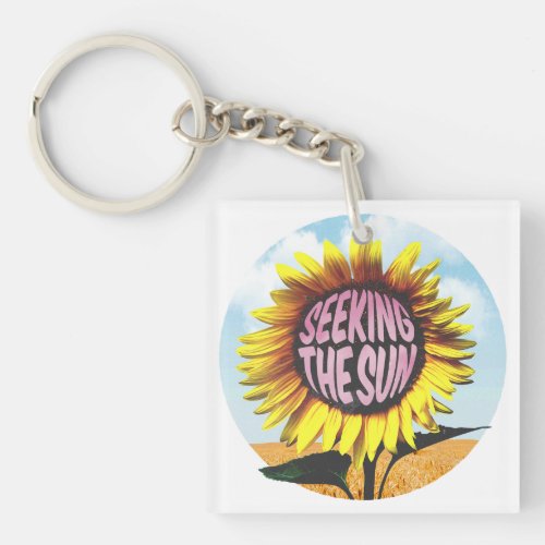Happy sunflower nature design keychain