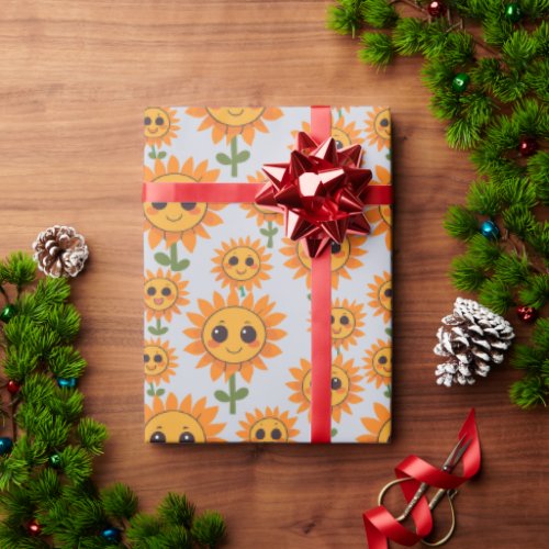 Happy Sunflower Pattern Wrapping Paper