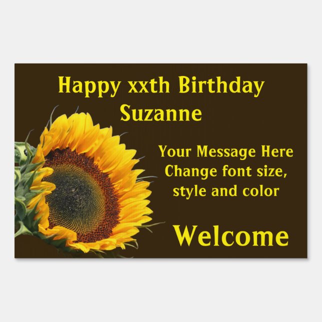 Happy Sunflower Personalized Birthday Sign (Front)