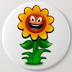 HAPPY SUNFLOWER PINBACK BUTTON