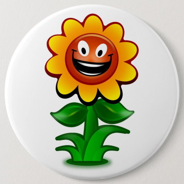 HAPPY SUNFLOWER PINBACK BUTTON (Front)