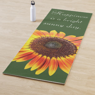 Happy Sunflower Quote Yoga Mat