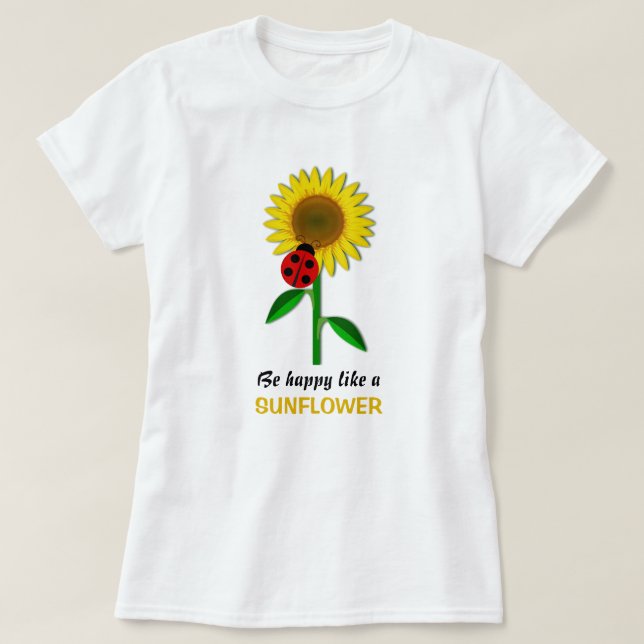 Happy Sunflower Yellow Flower Summer T-Shirt (Design Front)
