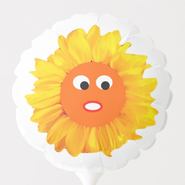 Happy Sunflower Yellow Orange Floral Balloon (Back)