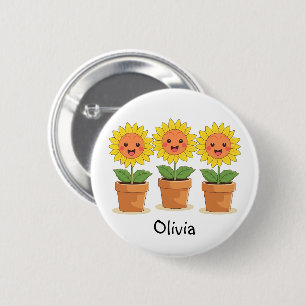 Happy Sunflowers Personalized Button