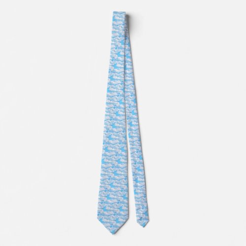 Happy Sunny Clouds All Over Print Background Neck Tie