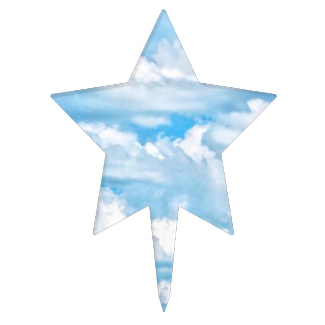 Happy Sunny Clouds Background Scenery Cake Topper (Front)