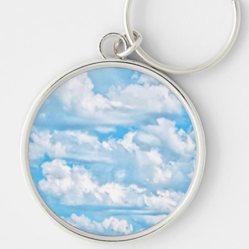 Happy Sunny Clouds Background Scenery Keychain