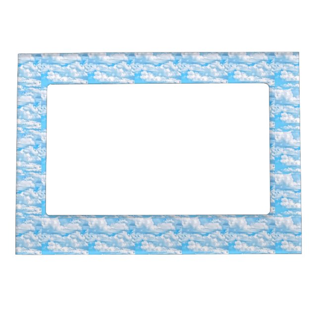 Happy Sunny Clouds Background Scenery Magnetic Photo Frame (Front)