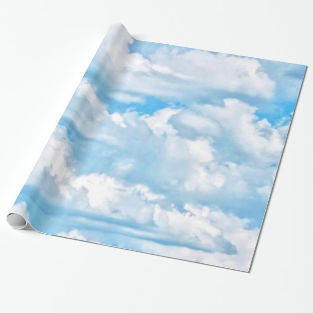 Happy Sunny Clouds Background Scenery Wrapping Paper (Unrolled)