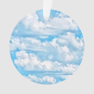 Happy Sunny Clouds Blue Background Ornament