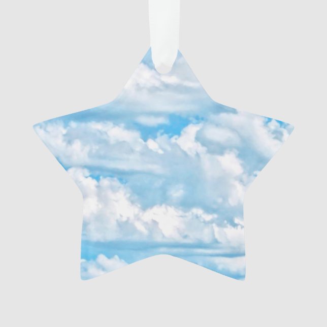 Happy Sunny Clouds Blue Background Ornament (Front)