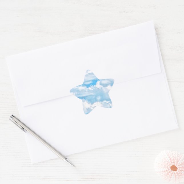 Happy Sunny Clouds Blue Background Star Sticker (Envelope)