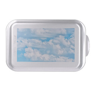 Happy Sunny Clouds Light Blue Sky Background Cake Pan