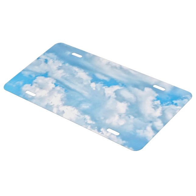 Happy Sunny Clouds Light Blue Sky Background License Plate | Zazzle