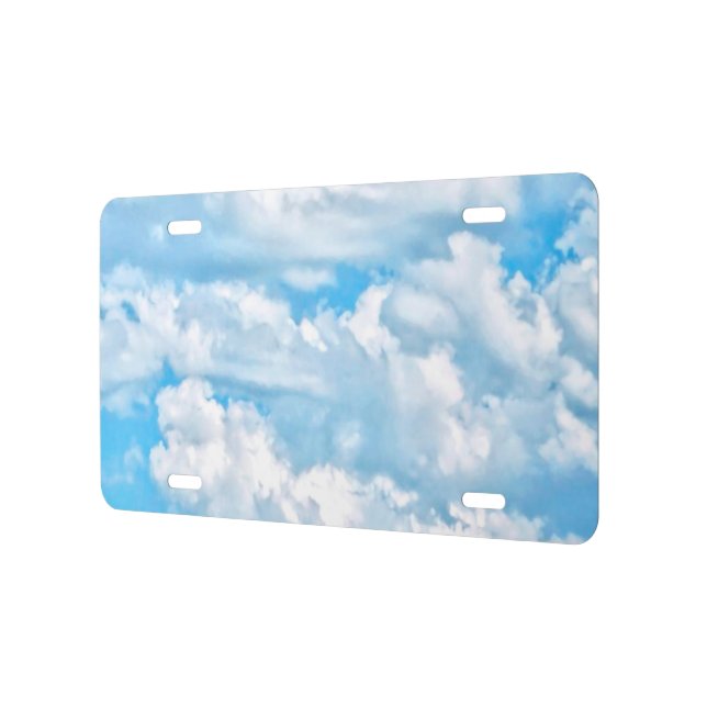 ジョンデリアンプレート　Clouds Happy Sunny Clouds Light Blue Sky Background License Plate | Zazzle
