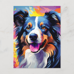 Happy Sunny Puppy Watercolor Holiday Postcard