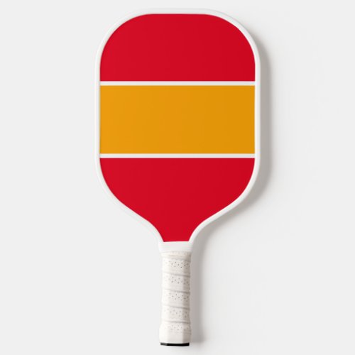 Happy Sunny Wide Yellow Stripe Bold Red Background Pickleball Paddle