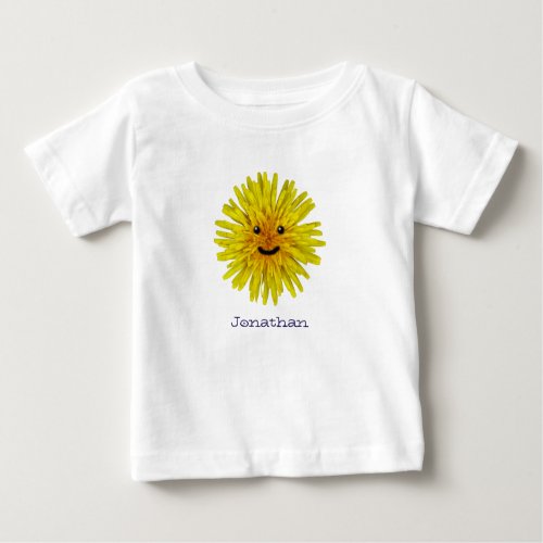 Happy Sunny Yellow Dandelion Flower on any Color Baby T_Shirt